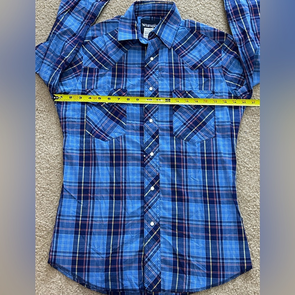 Wrangler Men’s Small Long Sleeve Pearl Snap Plaid Shirt - Picture 5 of 7